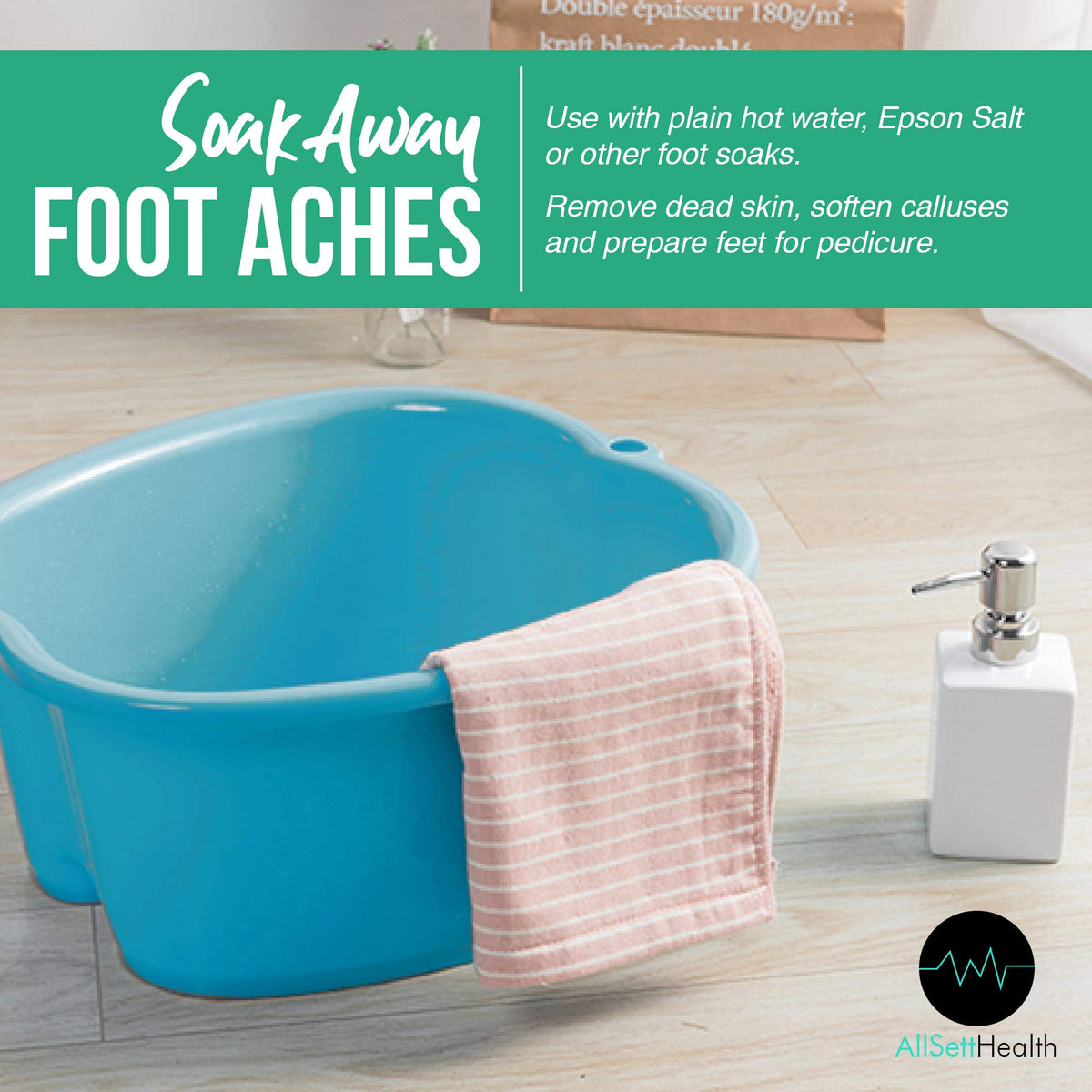 AllSett Health Extra-Large Foot Soaking Bath Basin with Massage Bottom