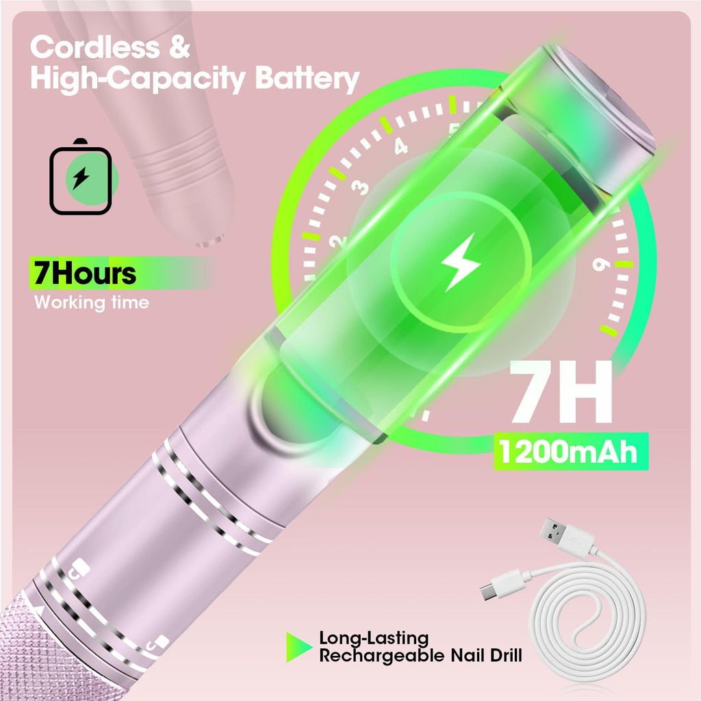 Professional Cordless 35,000 RPM Rechargeable Nail Drill