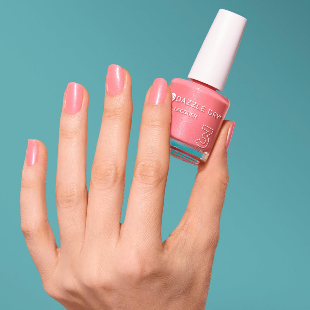 Dazzle Dry Nail Lacquer Step 3 – Cherry Blossom Blush Pink Shimmer, 0.5 fl oz