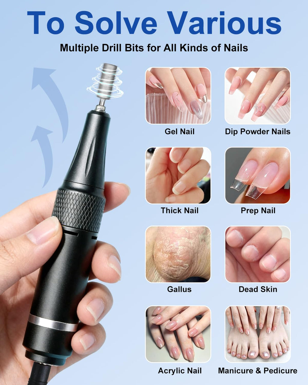 Professional Cordless Nail Drill Kit with LCD Display