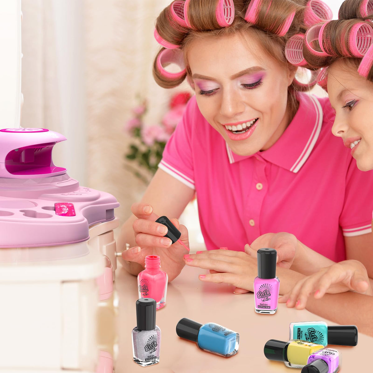 Amagoing Kids Nail Art Studio Kit with Peelable Polish and Nail Dryer