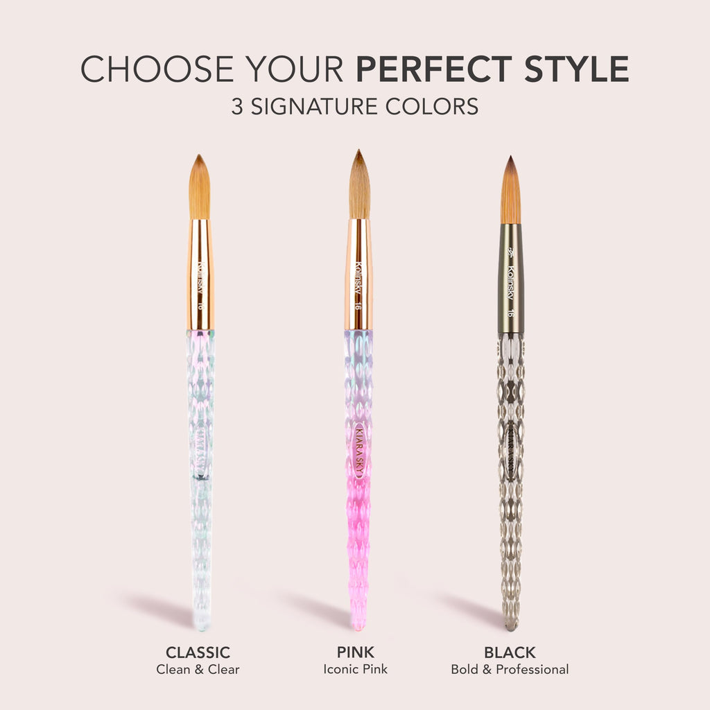 Kiara Sky Kolinsky Acrylic Nail Brush with Crystal Cut Handle