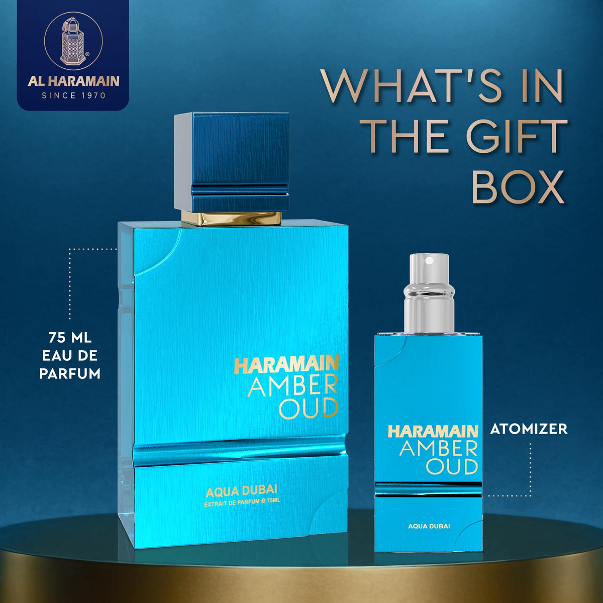 Al Haramain Amber Oud Aqua Dubai Eau de Parfum for Men with Travel Atomizer