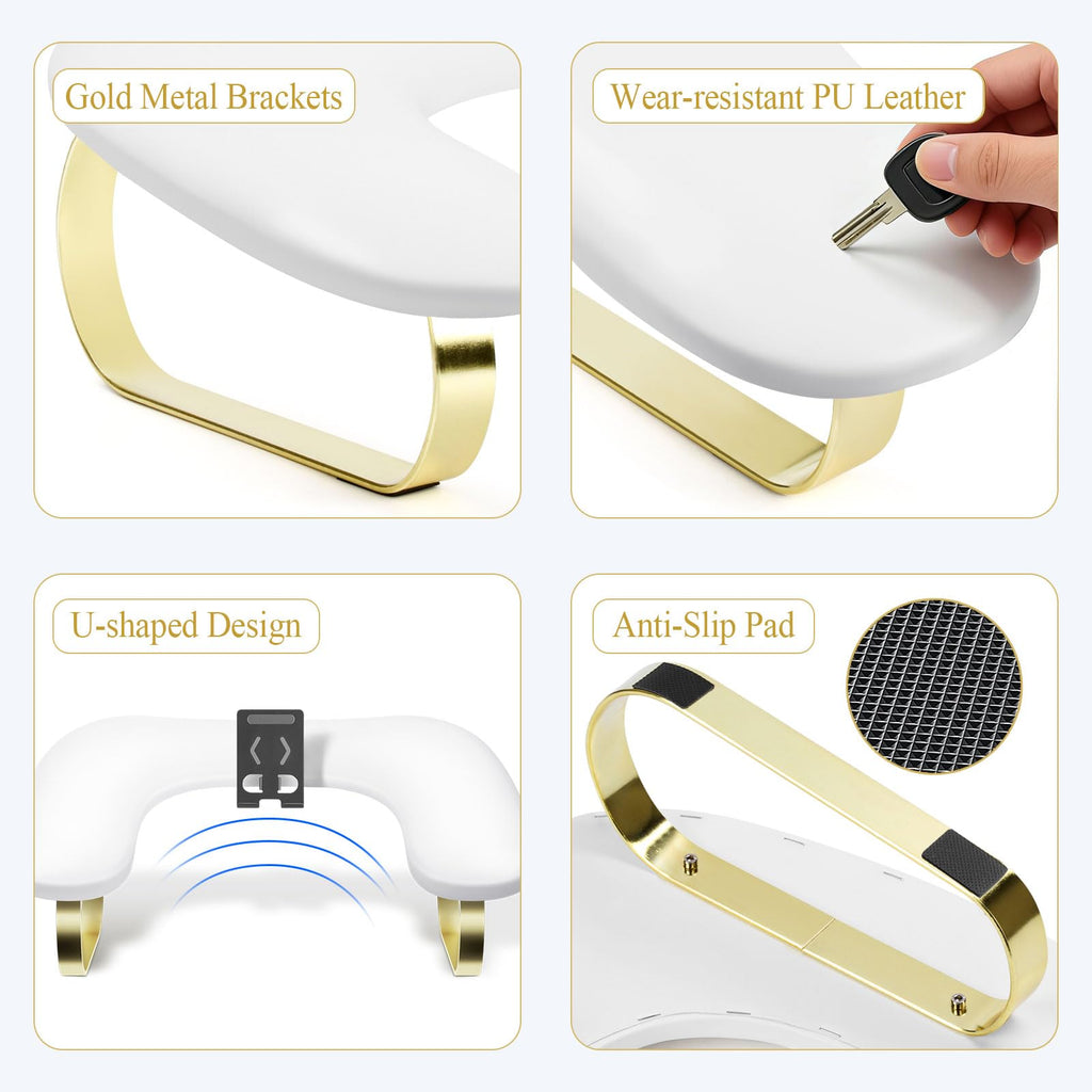 Nail Arm Rest with Rotating Phone Holder, PU Leather U-Shaped Hand Rest