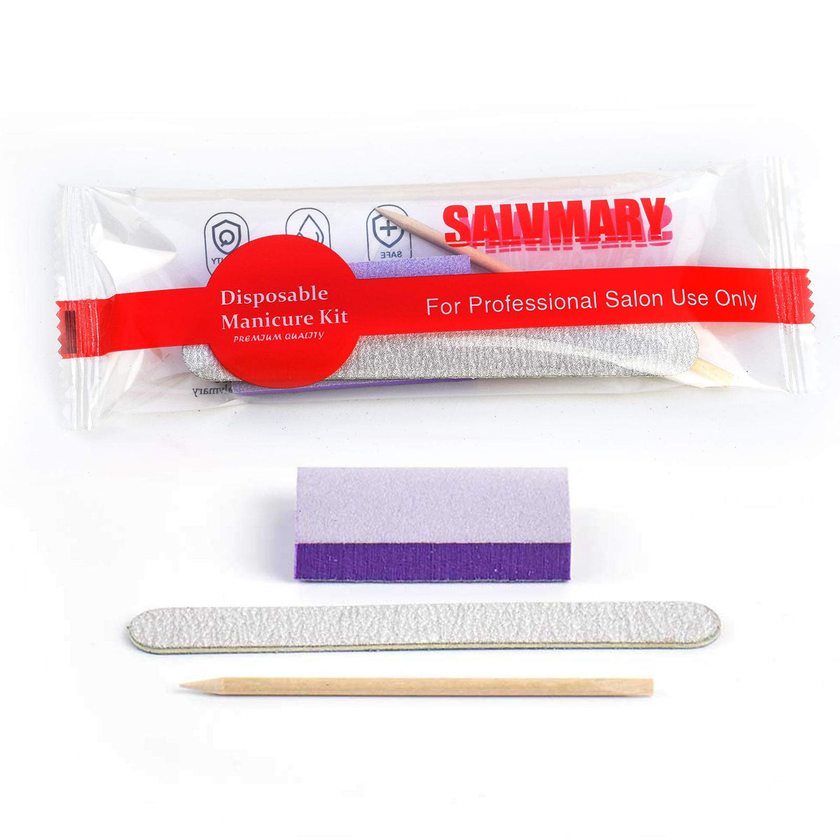 Professional Disposable Manicure & Pedicure Kit, 3-Piece Nail File Buffer Stick, 100 Sets