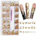 AMLAVIFISH Nail Art Rhinestones Kit, 6080-Piece Mixed Shapes Crystals with Tweezers