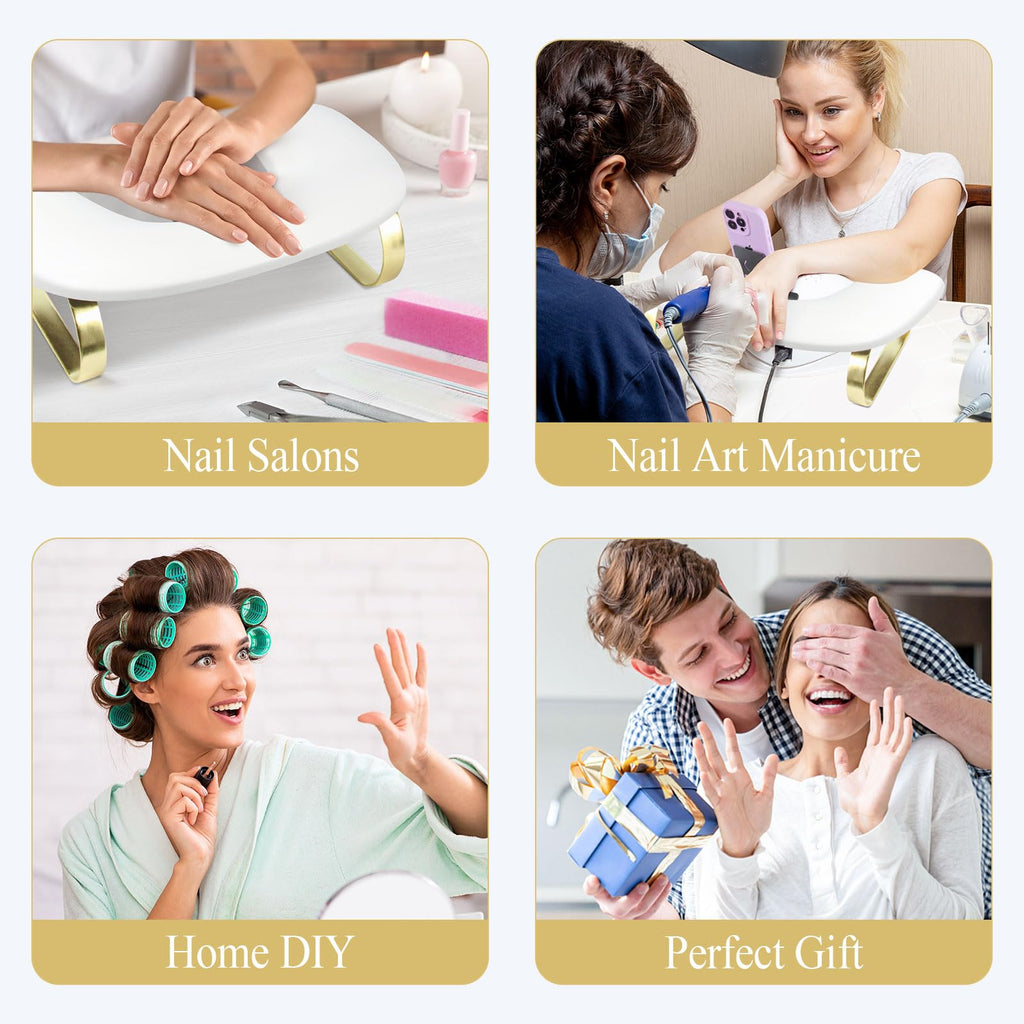 Nail Arm Rest with Rotating Phone Holder, PU Leather U-Shaped Hand Rest