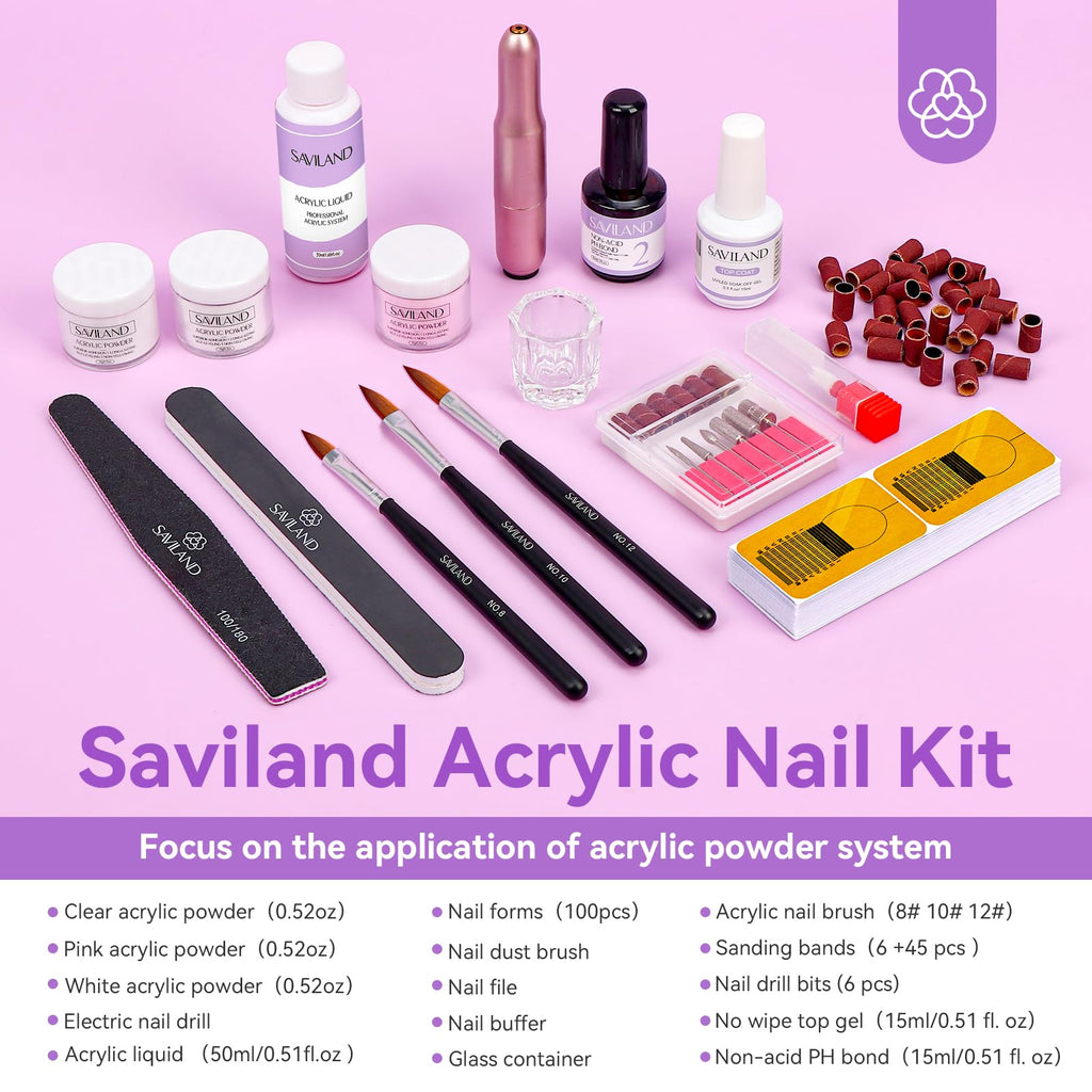 Saviland Acrylic Nail Kit with Drill for Beginners