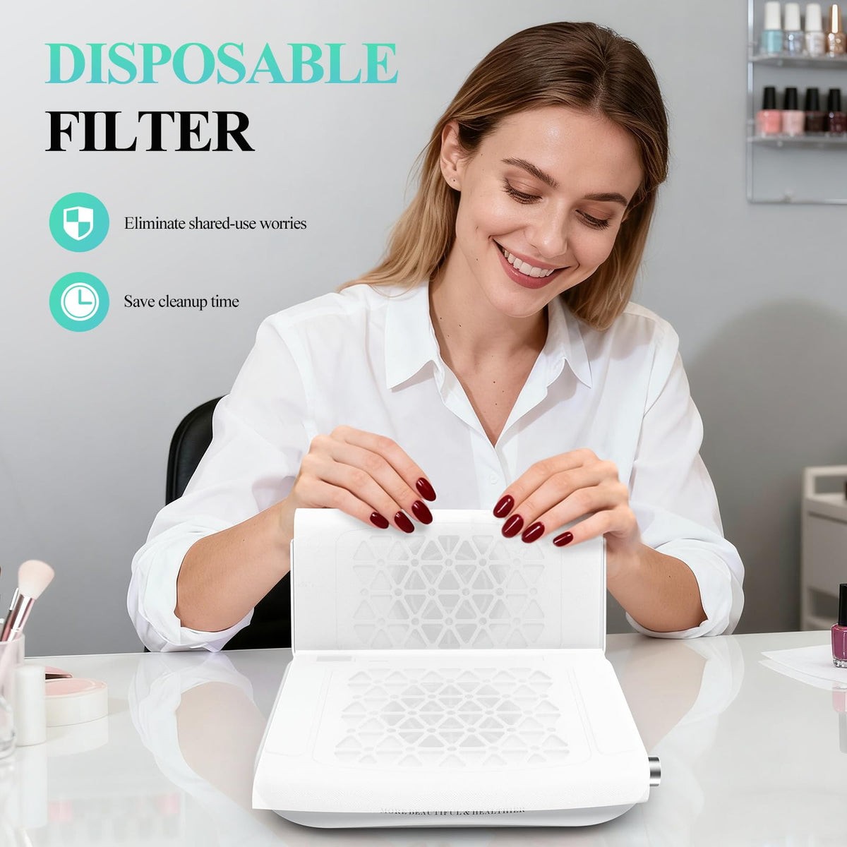 Woput Foldable Dual-Turbo Nail Dust Collector with Filter Papers