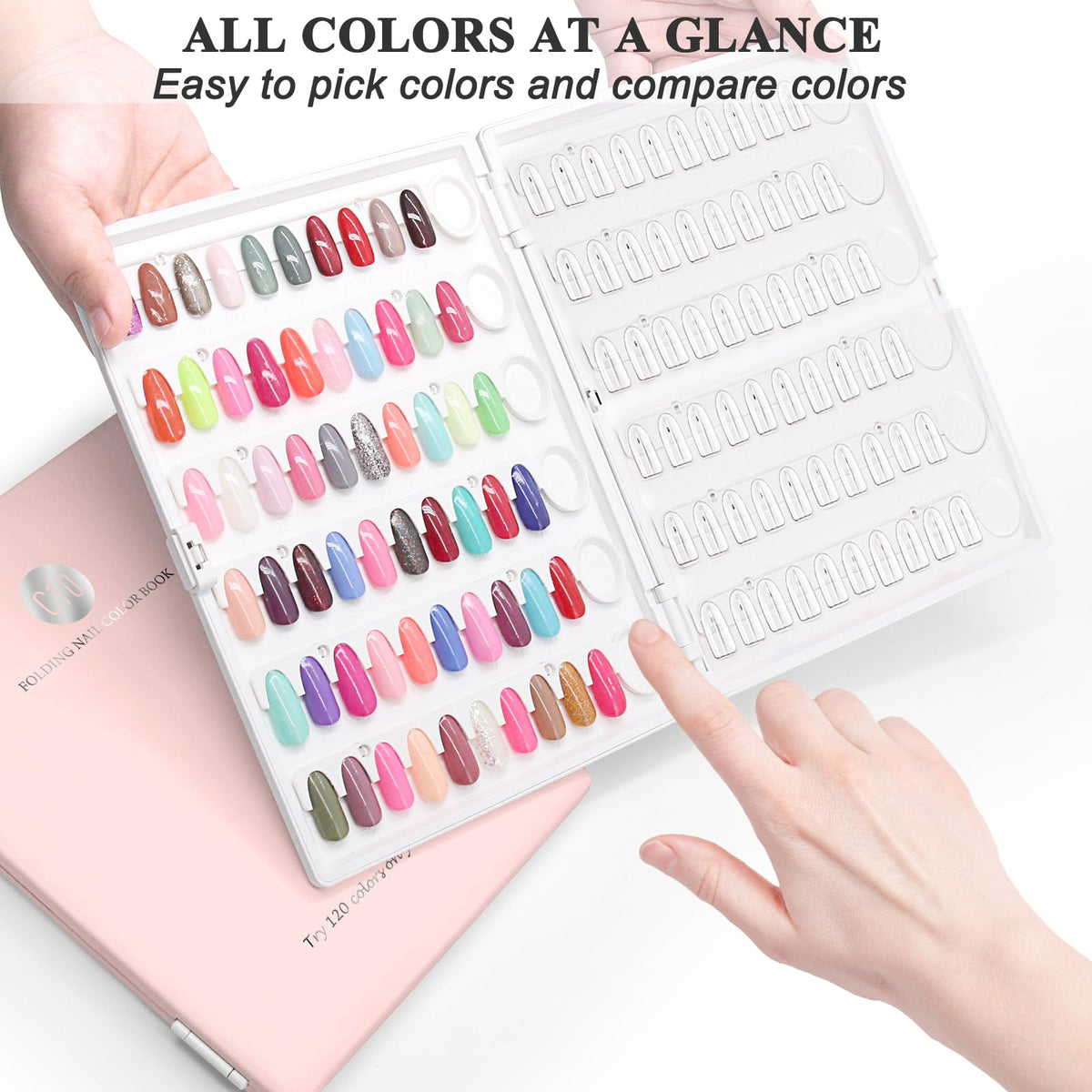 ROMALOVE Nail Display Book with 120 Transparent Nail Polish Swatches