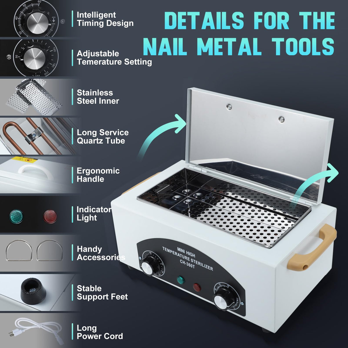 High Temperature Metal Tool Cleaning Box, 110V 300W, 1.5L Timer