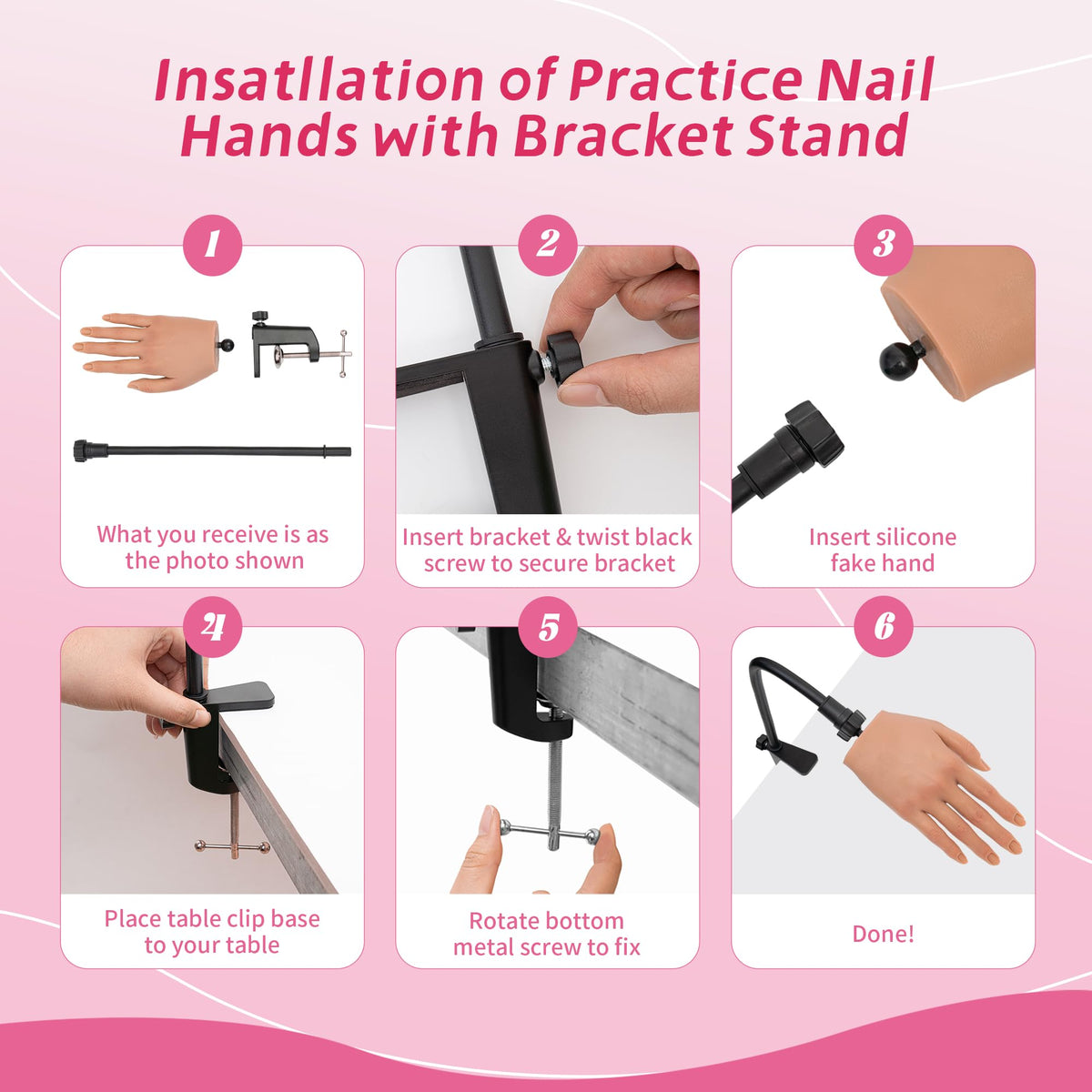 Realistic Silicone Practice Hand for Acrylic and Gel Nail Training Kit