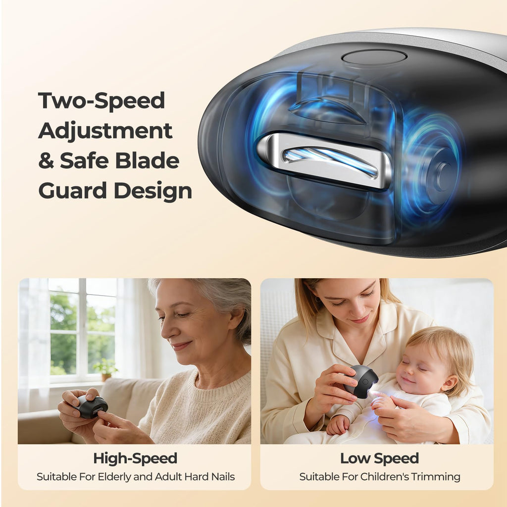 Gray 4-in-1 Electric Nail Clipper with LED Light and Nail Scrap Storage