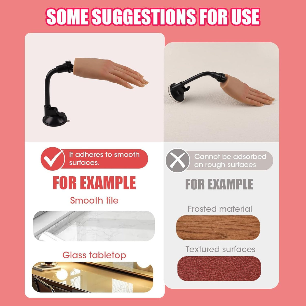 Silicone Nail Practice Hand with Stand Bracket