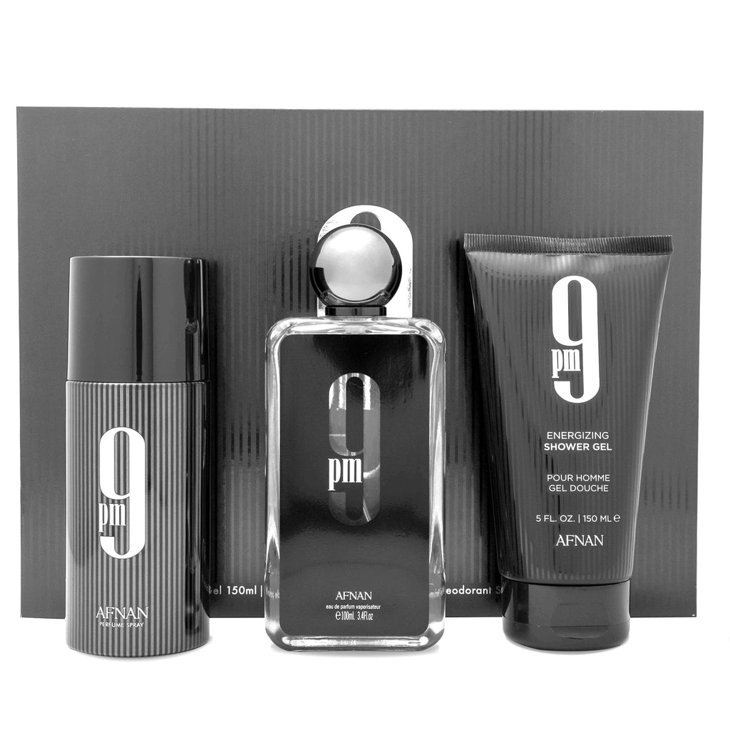 Afnan 9 PM Luxury Perfume Gift Set with Eau de Parfum, Deodorant & Shower Gel