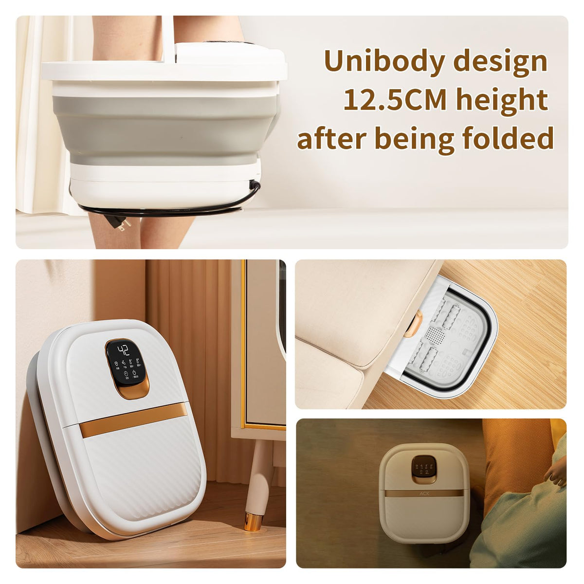 Folding Foot Spa with Heat, Massage Rollers, Touchscreen & Timer