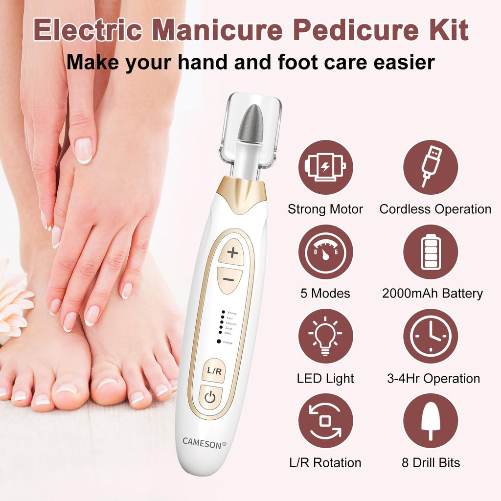 CAMESON Electric Toenail Grinder & Cordless Manicure Pedicure Set