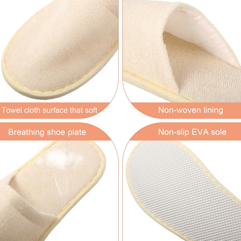 Geyoga 24 Pairs Disposable Guest Slippers with Soft Toweling and EVA Sole