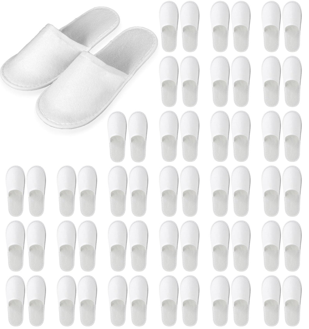 Nexboraque 30 Pairs Disposable White Spa Slippers, Universal Size