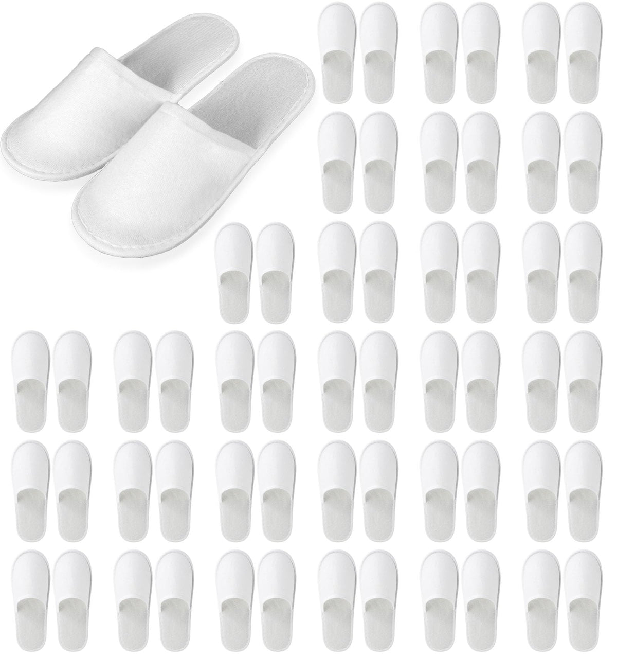 Nexboraque 30 Pairs Disposable White Spa Slippers, Universal Size