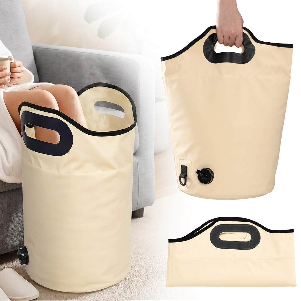 Collapsible Foot Bath Bag with Drainage Hole, Portable Folding Foot Spa Tub