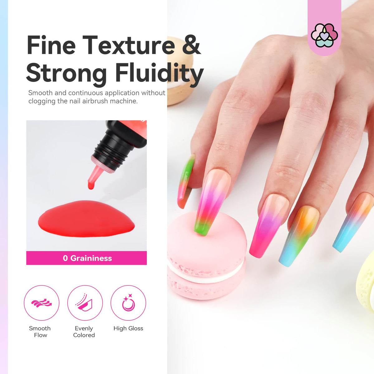 SAVILAND HEMA-Free Airbrush Gel Nail Polish, 24-Color Water-Based Nail Art Kit
