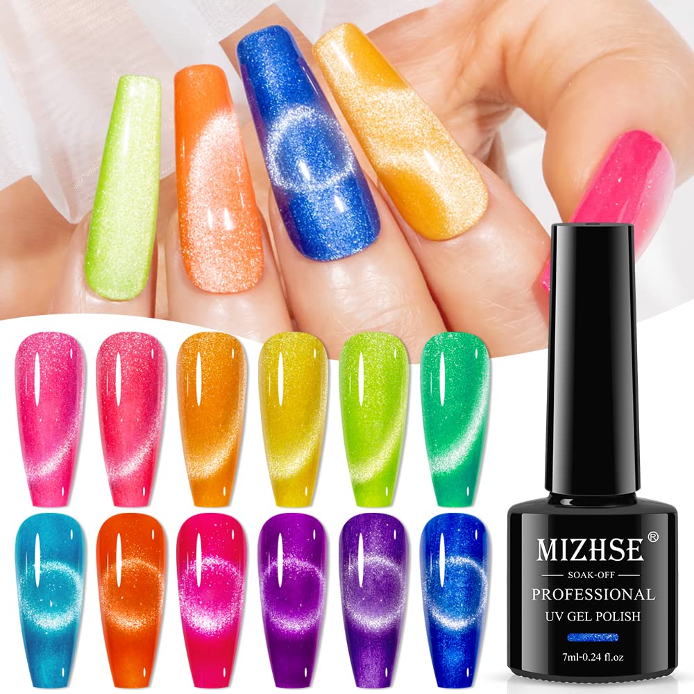 MIZHSE Cat Eye Gel Polish Kit with Magnetic Nail Art Tool