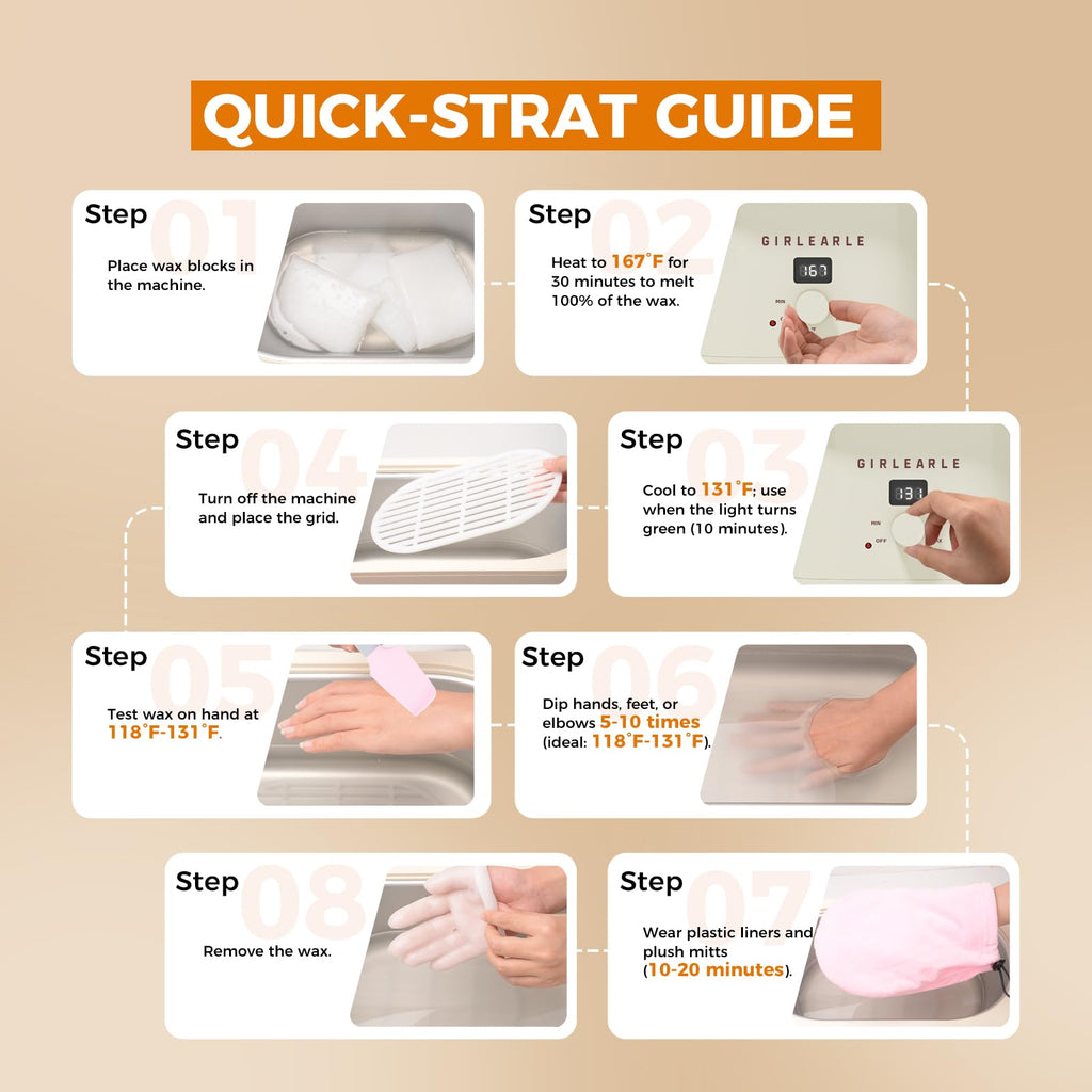 GIRLEARLE Unscented Paraffin Wax Refills for Hands and Feet