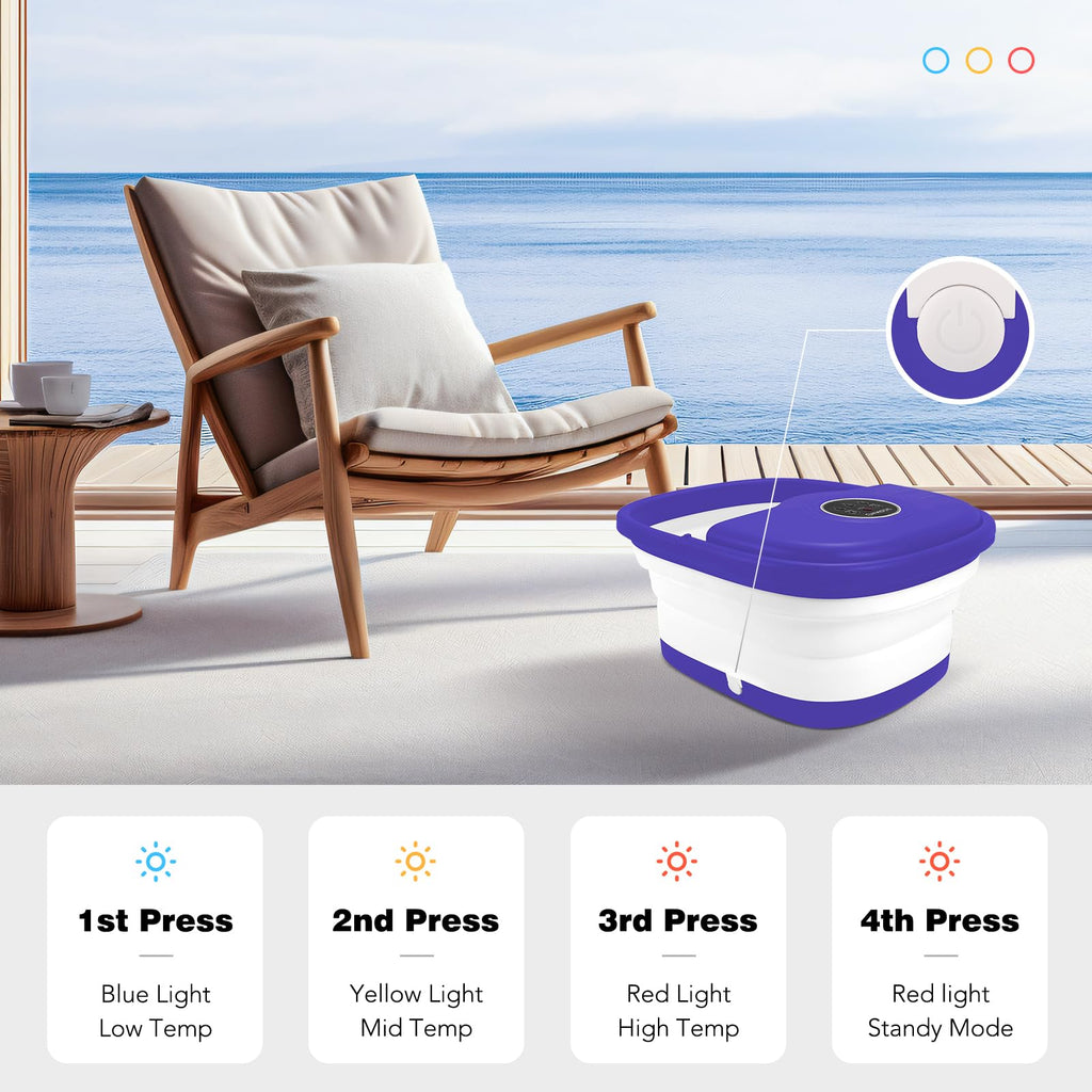 KNQZE Collapsible Foot Spa Bath with Heat, Bubbles & Massage