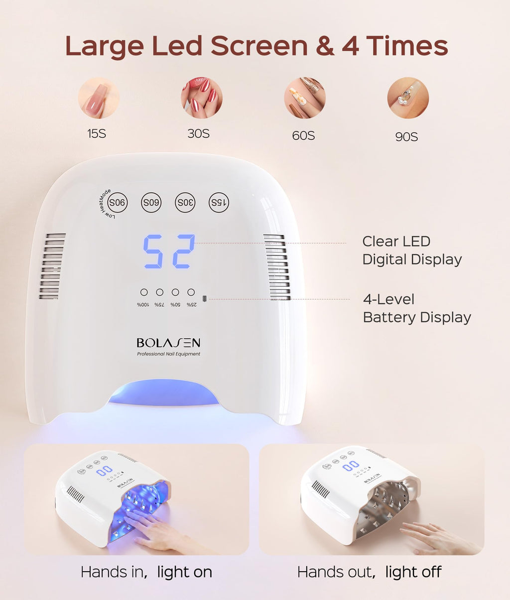 BOLASEN Cordless Rechargeable UV/LED Nail Lamp for Gel Nails