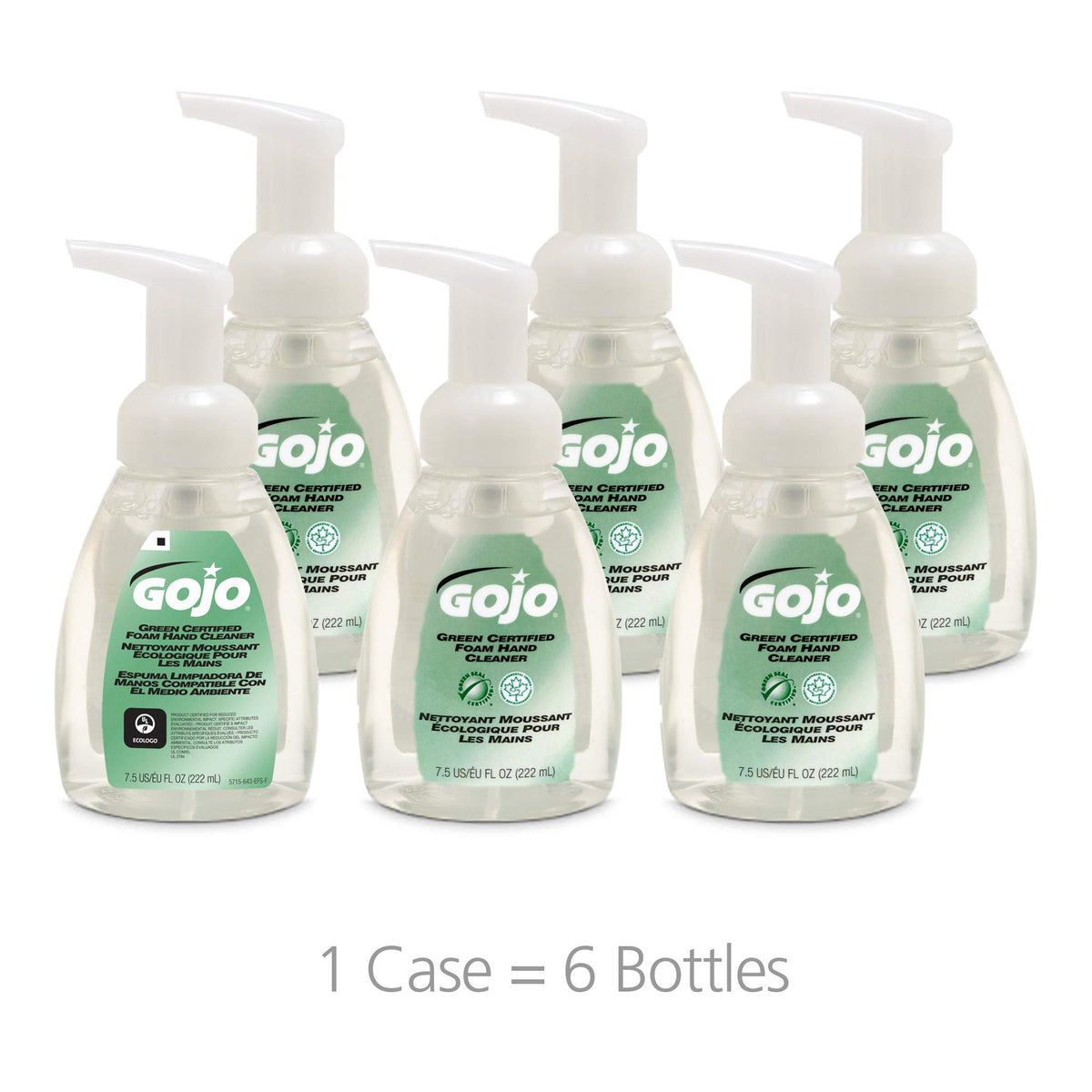 GOJO Fragrance-Free Foam Soap Pump Bottles, 6-Pack, 7.5 fl oz
