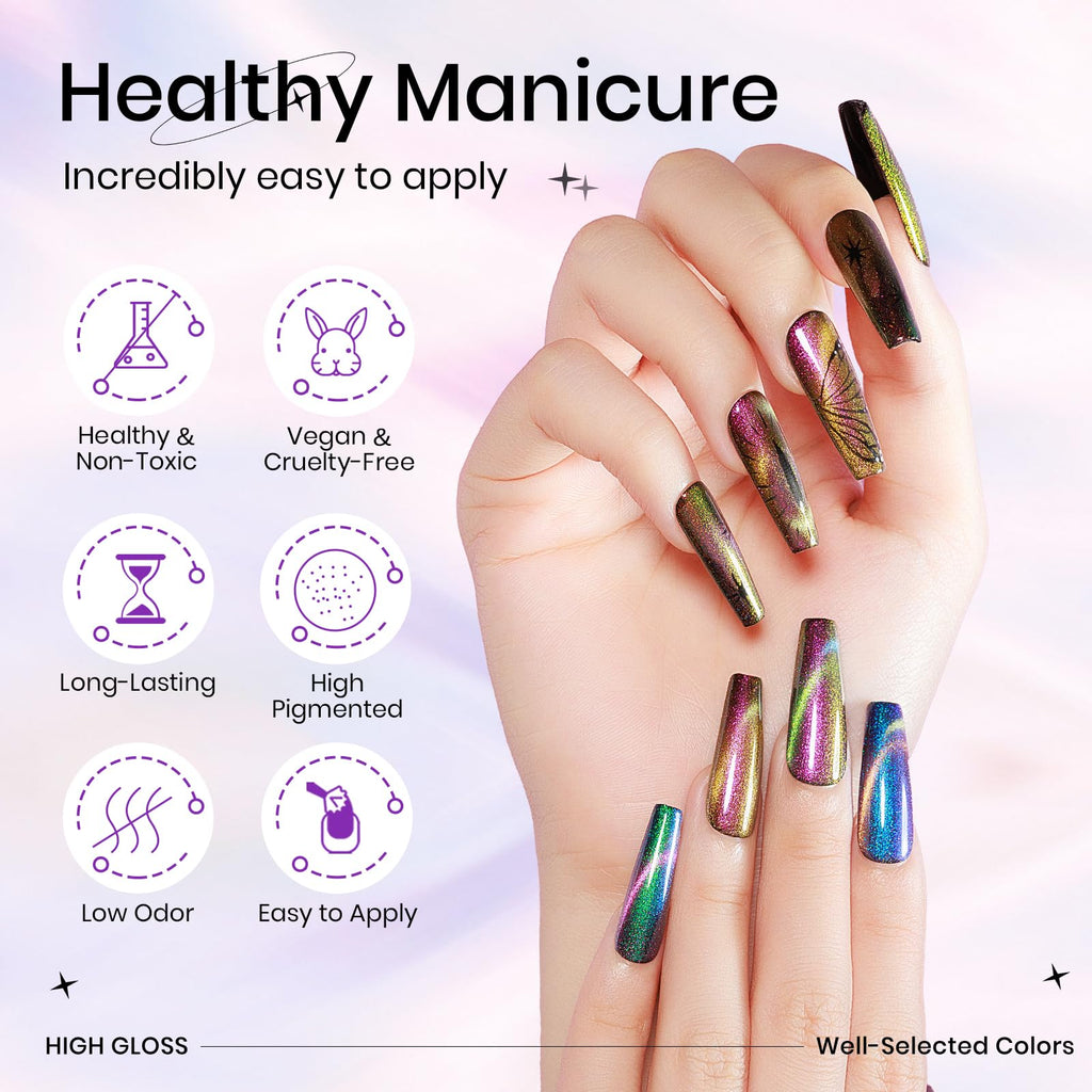 12-Color Cat Eye Gel Polish Collection with Magnetic Effect