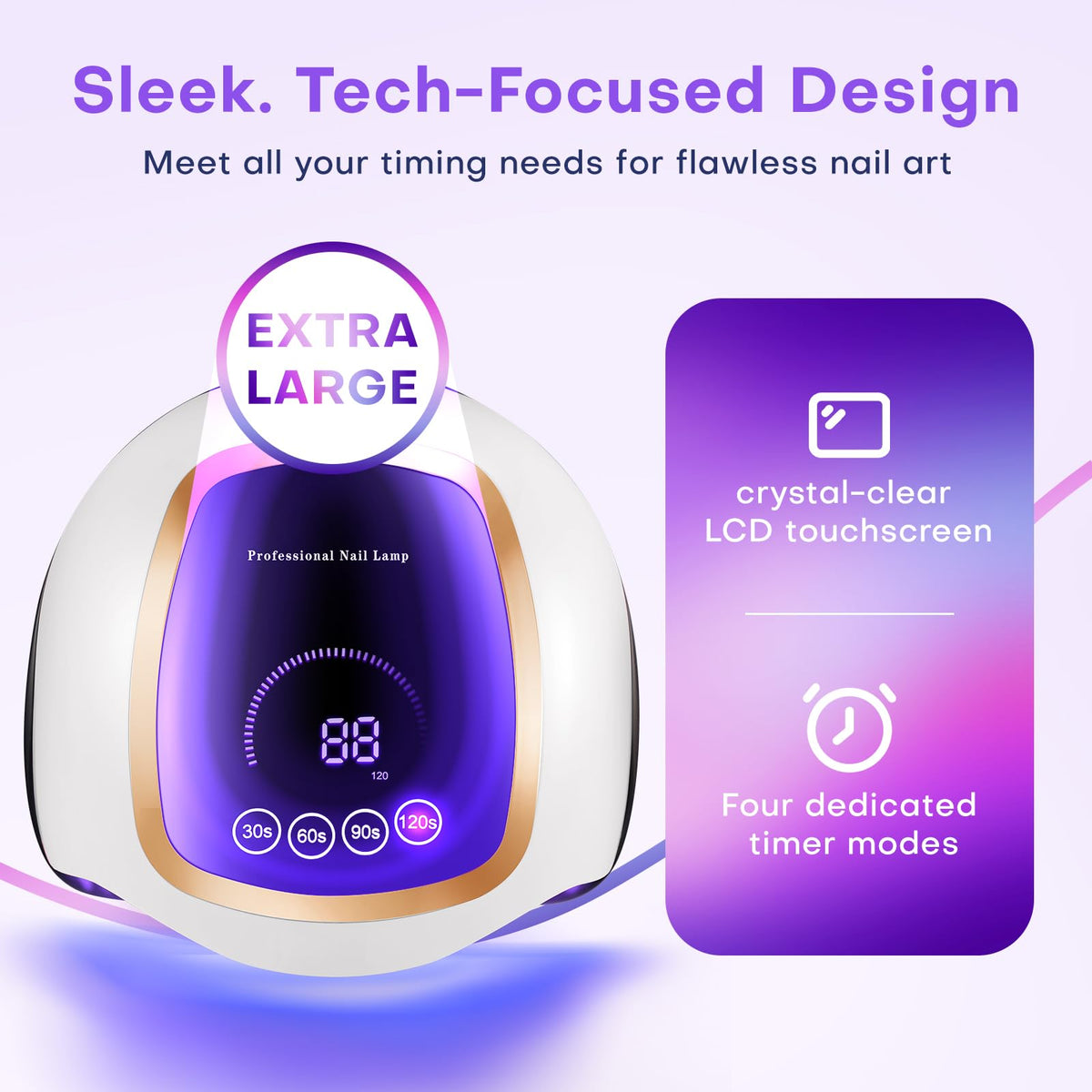 Gugusure 180W UV LED Nail Lamp with Touch Screen and Auto Sensor