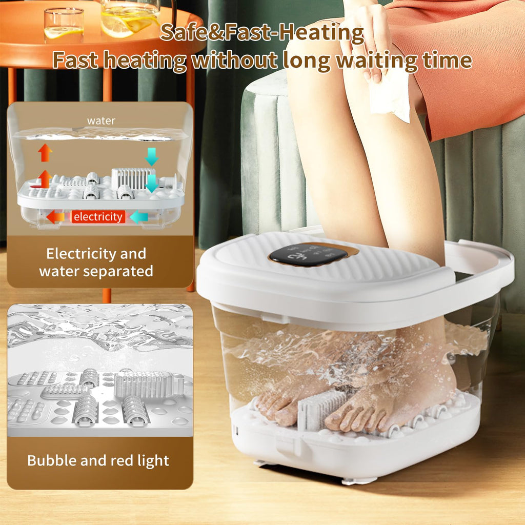 Folding Foot Spa with Heat, Massage Rollers, Touchscreen & Timer