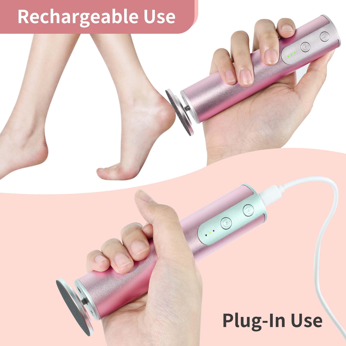 APRELM Rechargeable Electric Foot Callus Remover with 3-Grit Sandpaper Discs