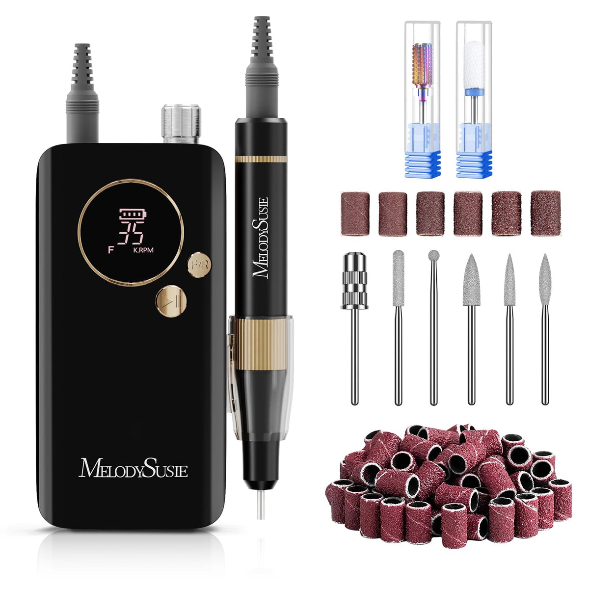 MelodySusie SM200F Rechargeable Clip-On Nail Drill, 35,000 RPM