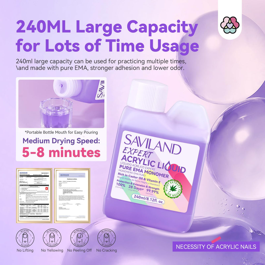 SAVILAND Pure EMA Acrylic Liquid Monomer Nail Kit