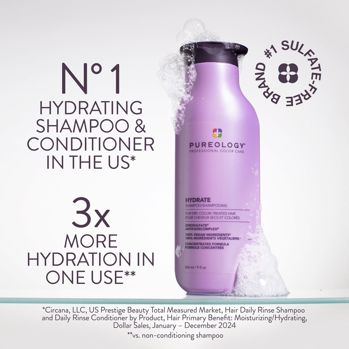 Pureology Hydrate Moisturizing Shampoo for Dry, Color-Treated Hair