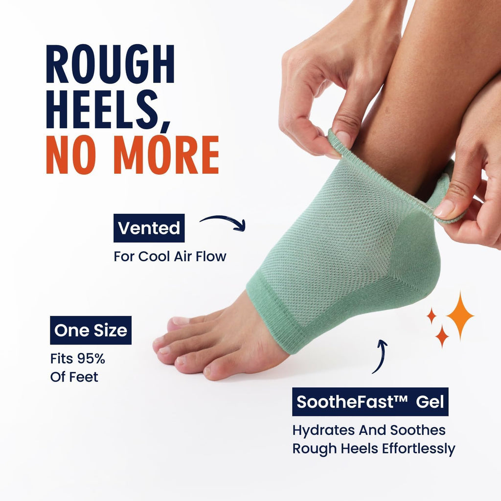 Dr. Frederick's Original Moisturizing Heel Socks, 6 Pairs, Open-Toe Gel Design