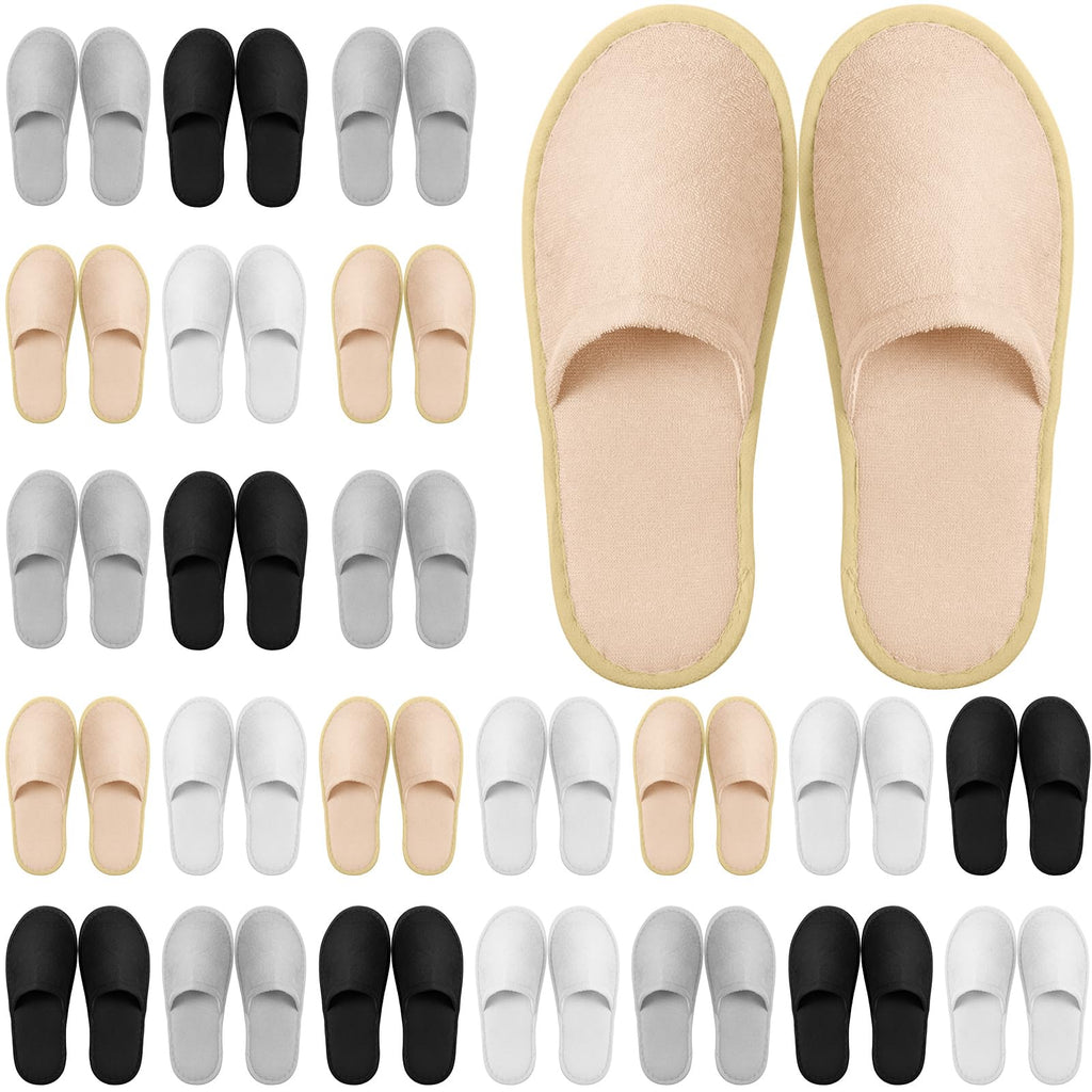 Geyoga 24 Pairs Disposable Guest Slippers with Soft Toweling and EVA Sole