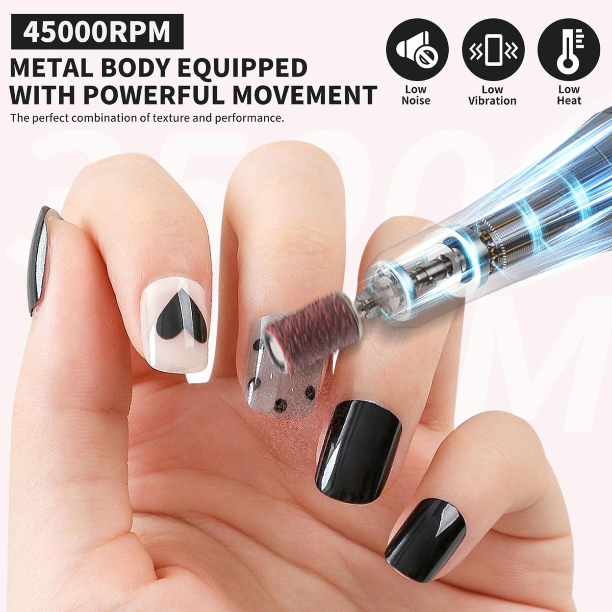 Professional Rechargeable Nail Drill Kit, 45,000 RPM with 13 Bits