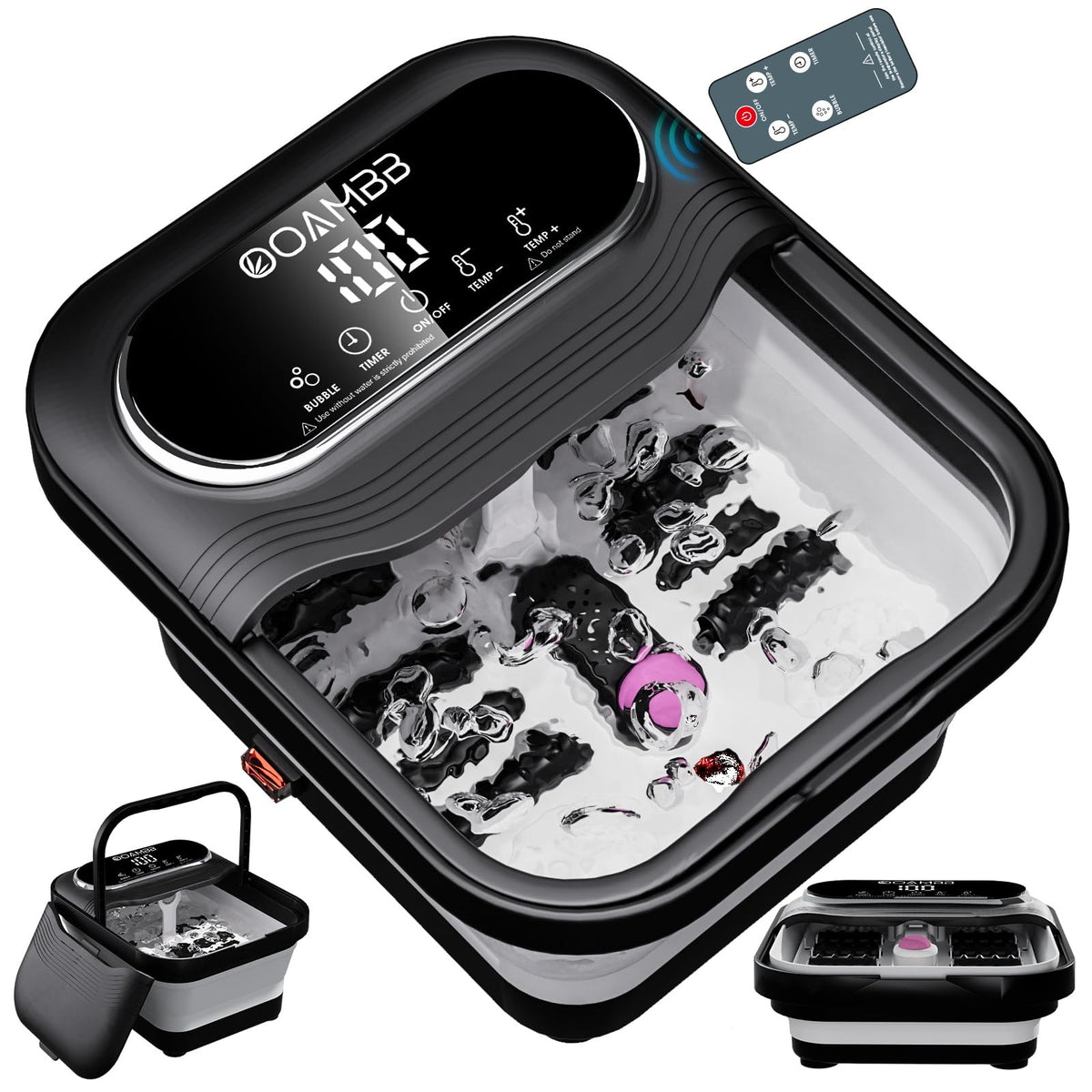 OOAMBB Collapsible Foot Spa with Heat, Bubbles, Massage Rollers and Touch Screen