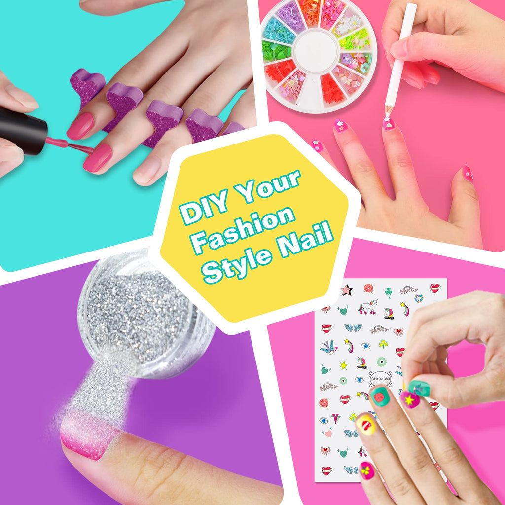 Amagoing Kids Nail Art Studio Kit with Peelable Polish and Nail Dryer