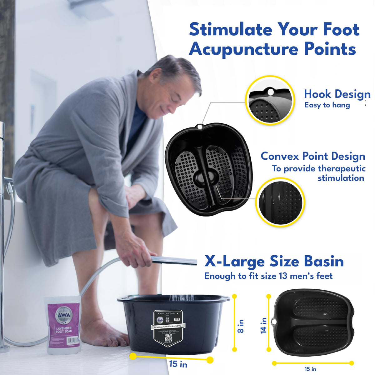 American Wellness Authority AWA Sturdy Plastic Foot Soaking Basin