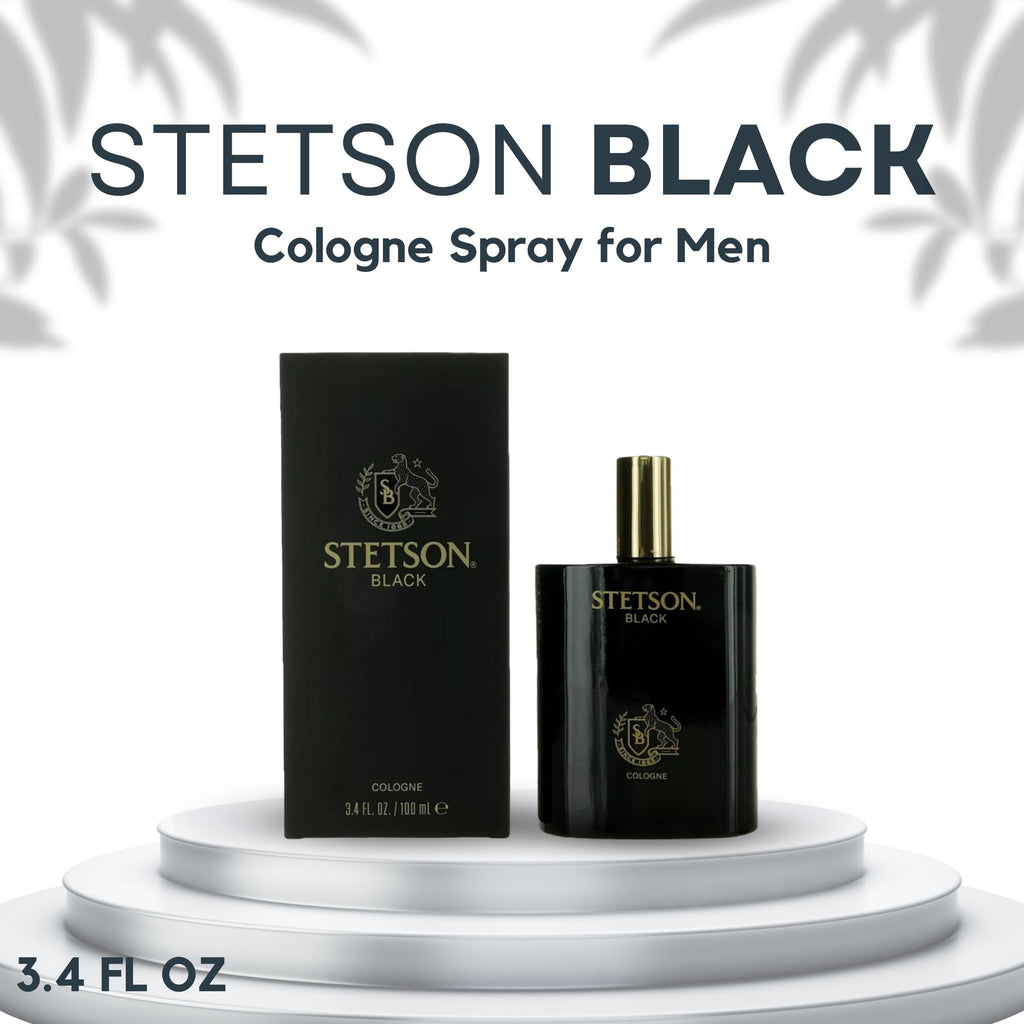 Stetson Black Eau de Cologne for Men Spray, 3.4 fl oz