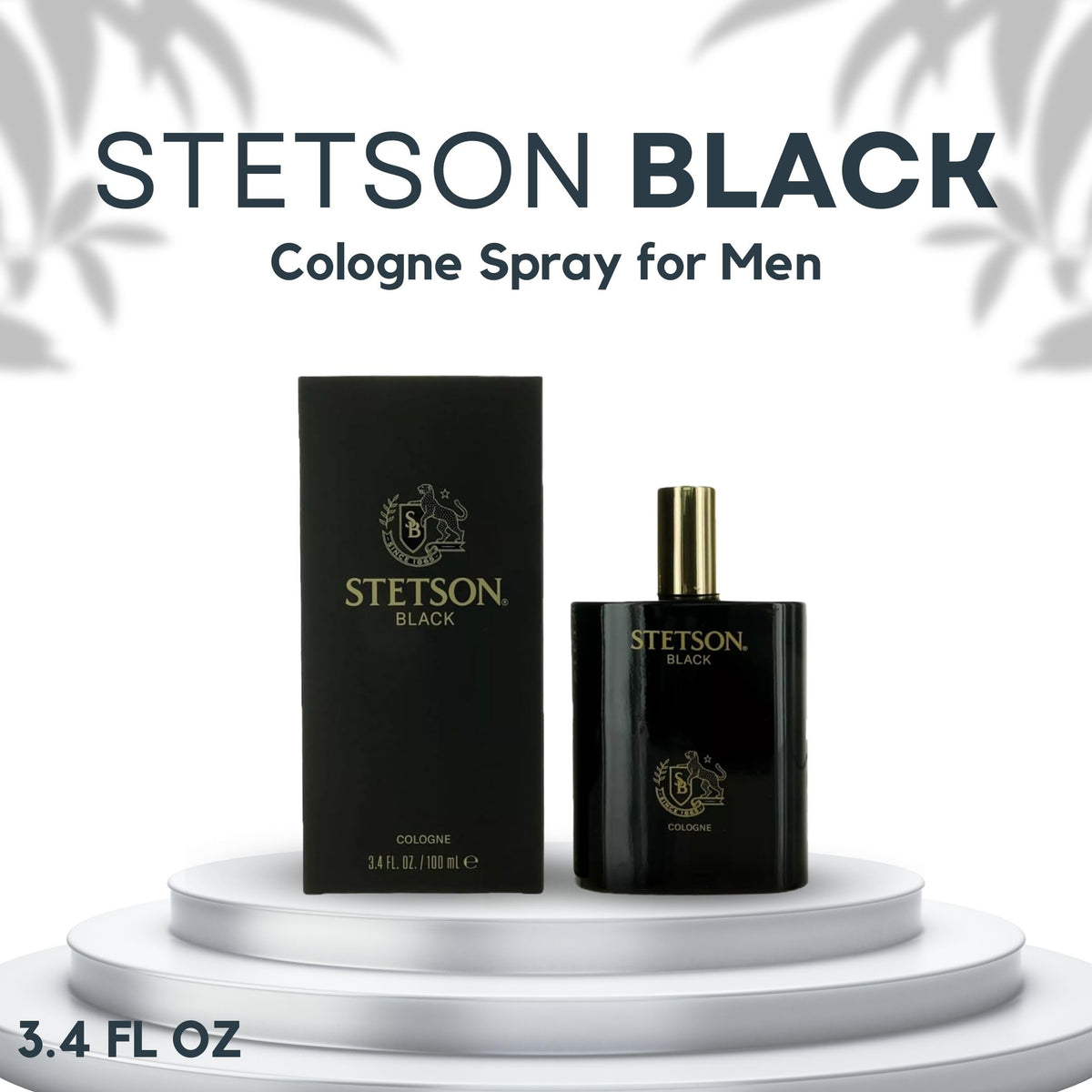 Stetson Black Eau de Cologne for Men Spray, 3.4 fl oz