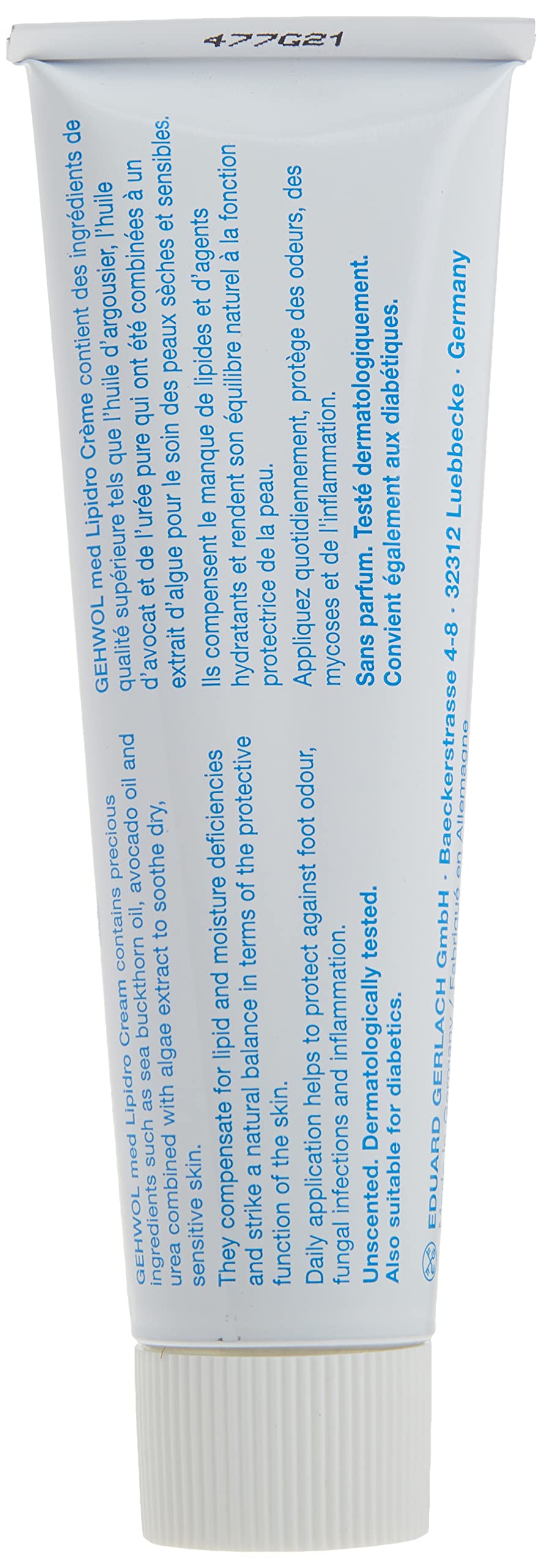 Gehwol Med Lipidro Cream for Dry to Very Dry Feet, 2.6 fl oz