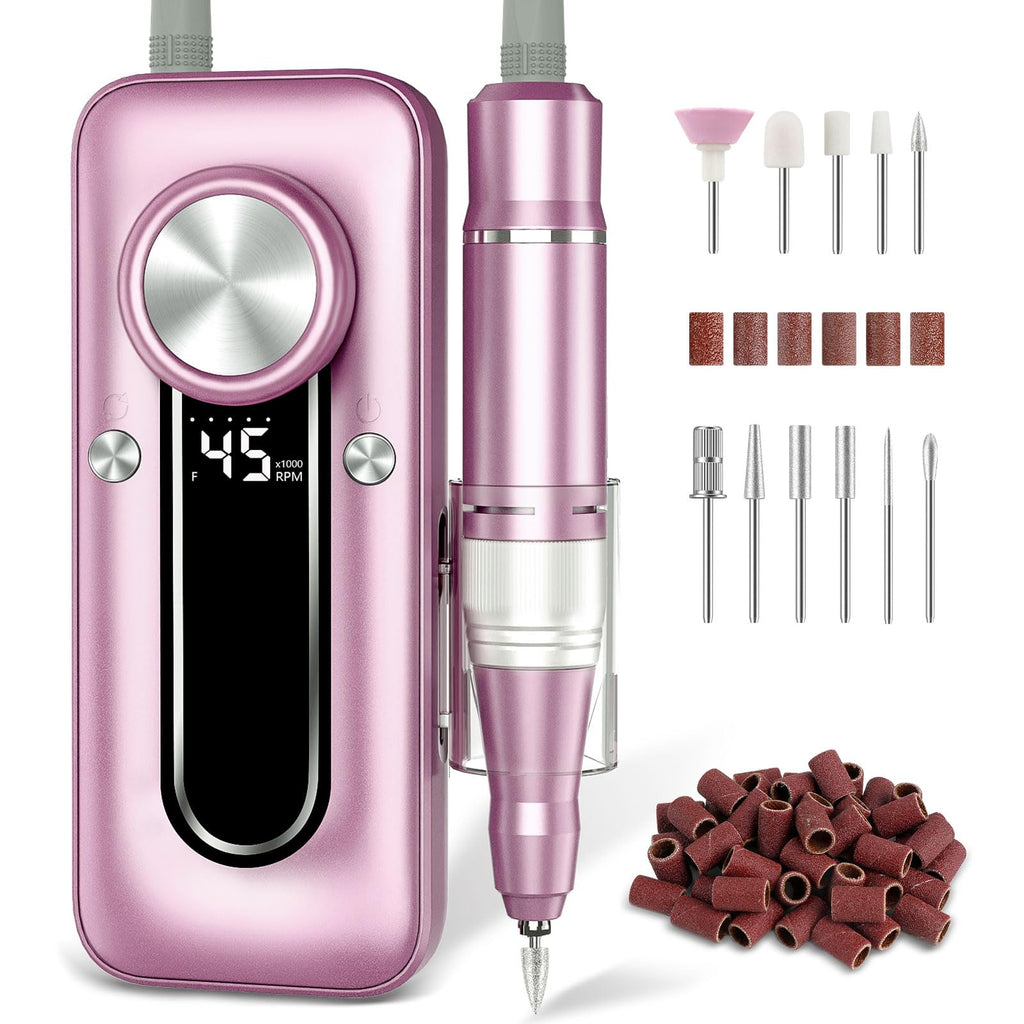 TUOBEO 45000 RPM Cordless Electric Nail Drill Kit with 11 Bits