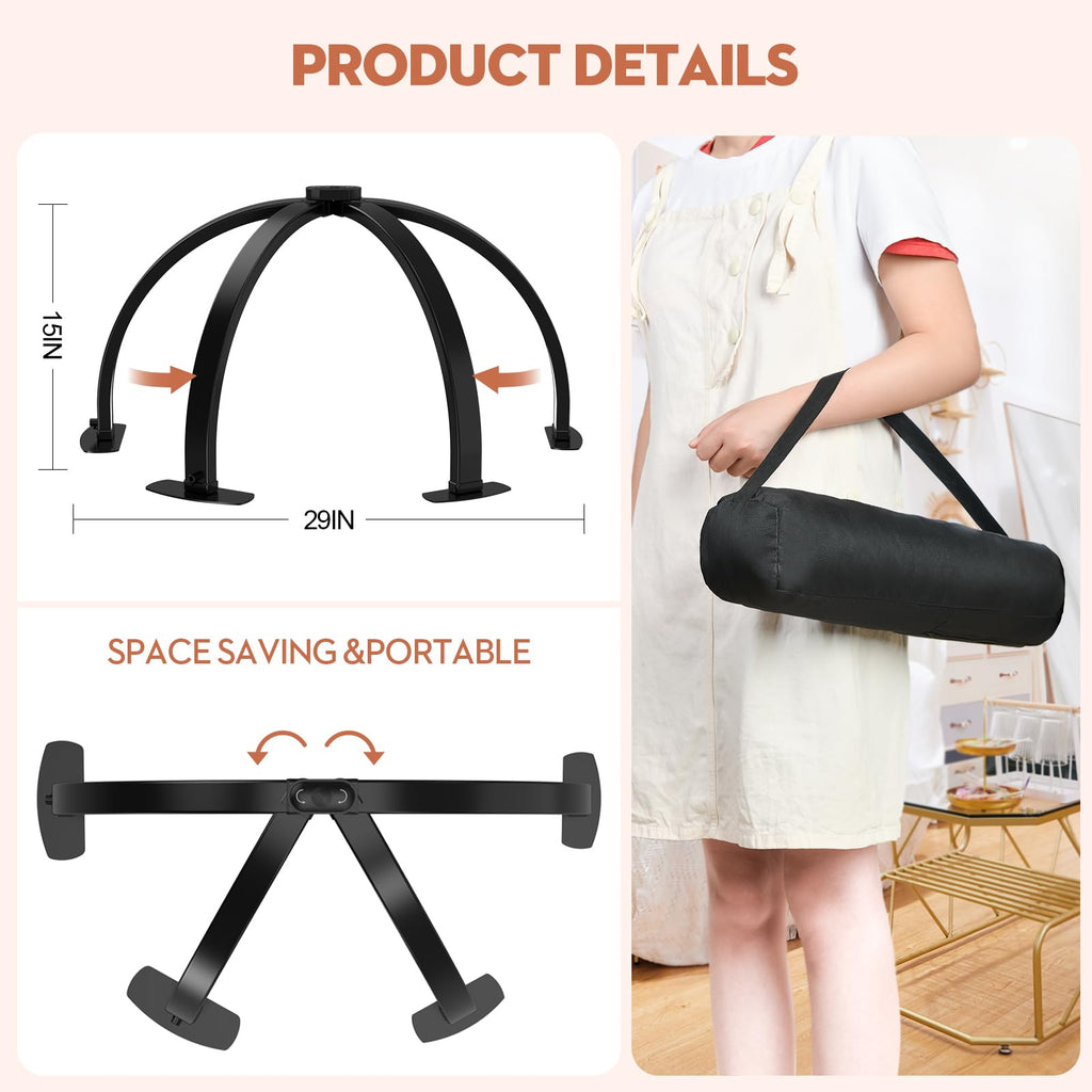 SLYFTE Large Foldable Half Moon LED Nail Desk Lamp with Phone Holder