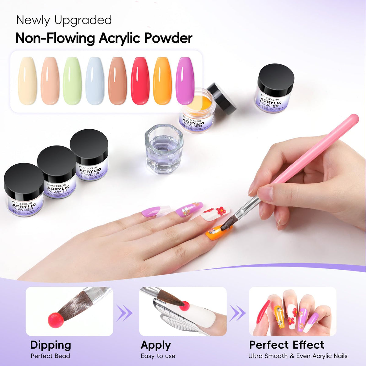 Acrylic Nail Kit for DIY Nail Art, Beginner-Friendly Color Collection